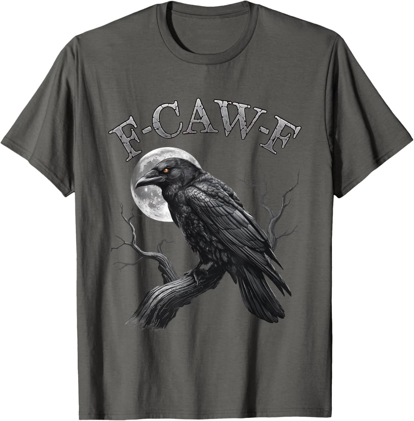 Black Crow F-Caw-F Black Bird Moon Gothic Adult Humor T-Shirt
