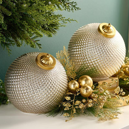 🎅Set of (2) 6" Diamond Glass Tabletop Ornaments by Valerie🔔🎁