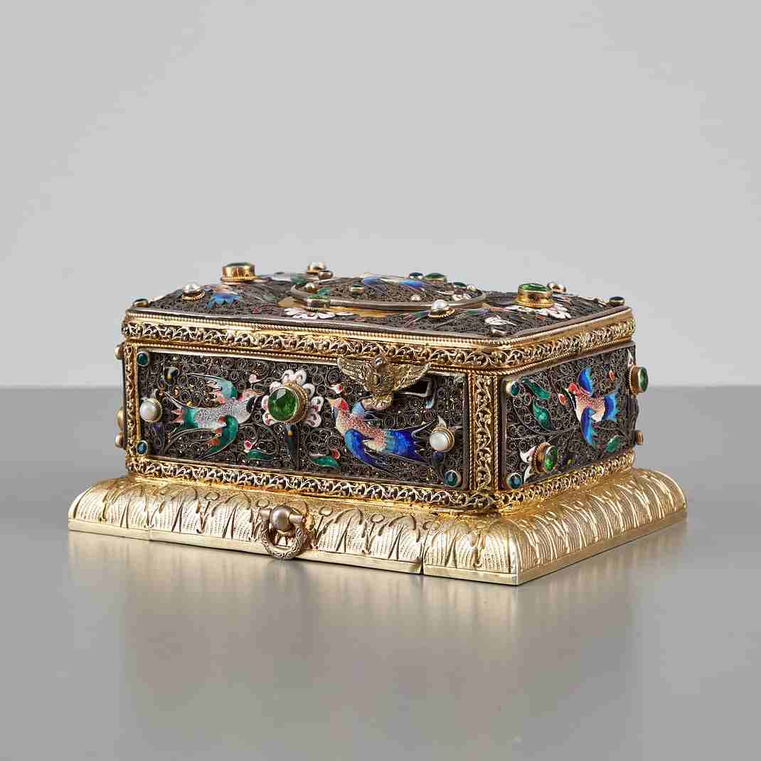 MUSIC BOX, Gilt Silver, Austria-Hungary, Late 19th Century【Free shipping】