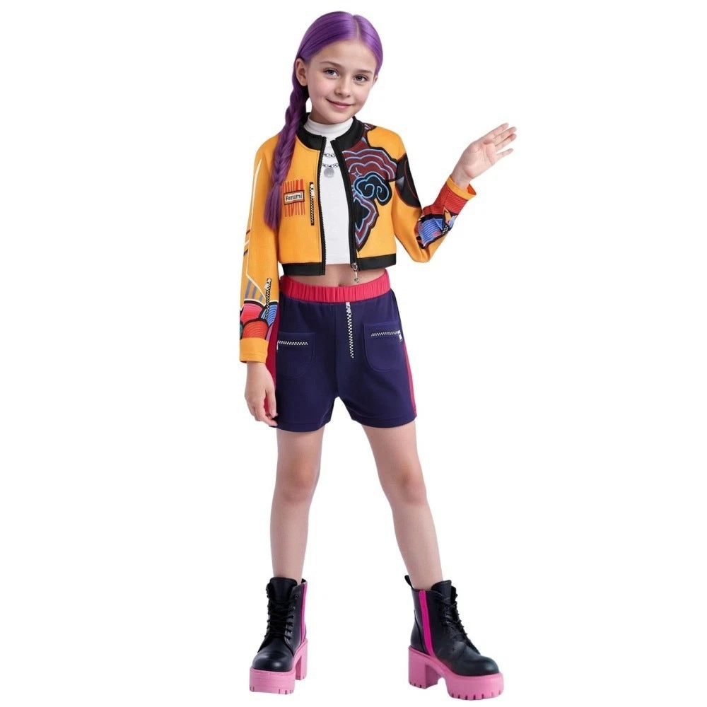Halloween Demon Costumes Pop Singer Embroidery Coat Top Shorts Costume Dance Stage Outfit Set