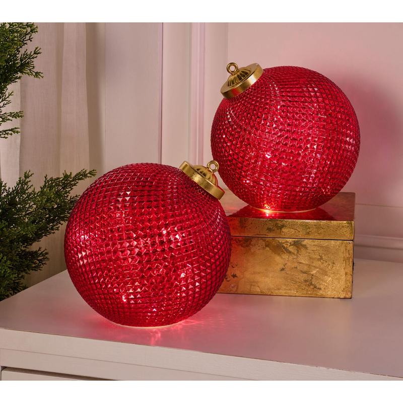 🎅Set of (2) 6" Diamond Glass Tabletop Ornaments by Valerie🔔🎁