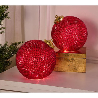 🎅Set of (2) 6" Diamond Glass Tabletop Ornaments by Valerie🔔🎁