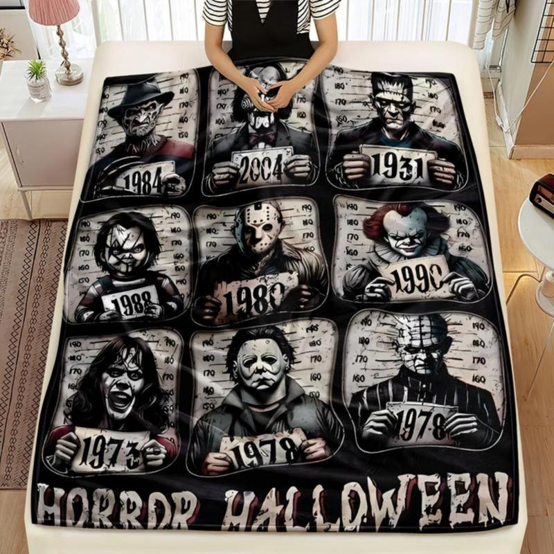 Soft Funny Throw Blanket Horror Icons Flannel Fleece