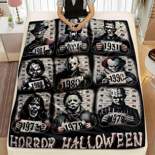 Soft Funny Throw Blanket Horror Icons Flannel Fleece
