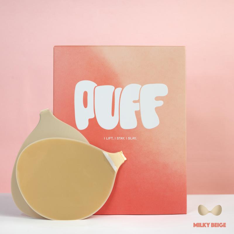 Puff #1 Push-up Sticky Bra – Waterproof & Sweat-proof, Portable, Reusable, Washable, Essential for Travel Women's Wear with Storage Board & Replaceable Adhesive Pads