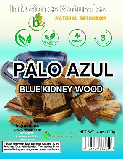 Palo Azul 4oz (141.g) Herbal Tea | Kidneywood (Blue Stick) Te Herbal | Makes 40+ Cups | Wildcrafted Kidney Wood Tea | All Natural Tea, non-GMO