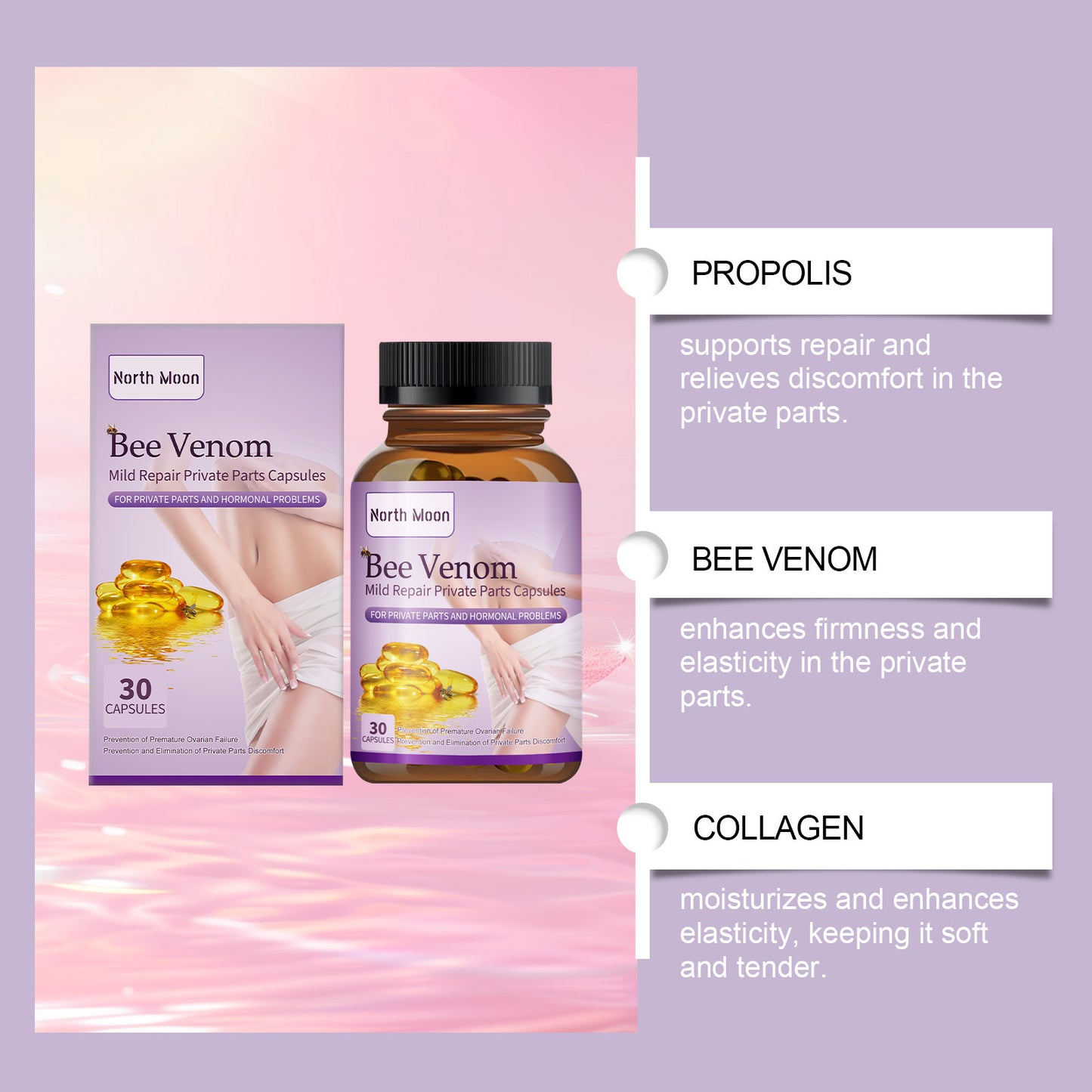 North Moon™ Instant Itch Relief & Natural Detox & Firming Repair & Pink and Tender Natural Capsules