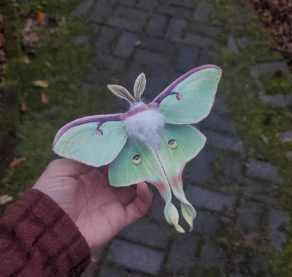 Handmade realistic Green Luna Moth hair clip accessory or brooch