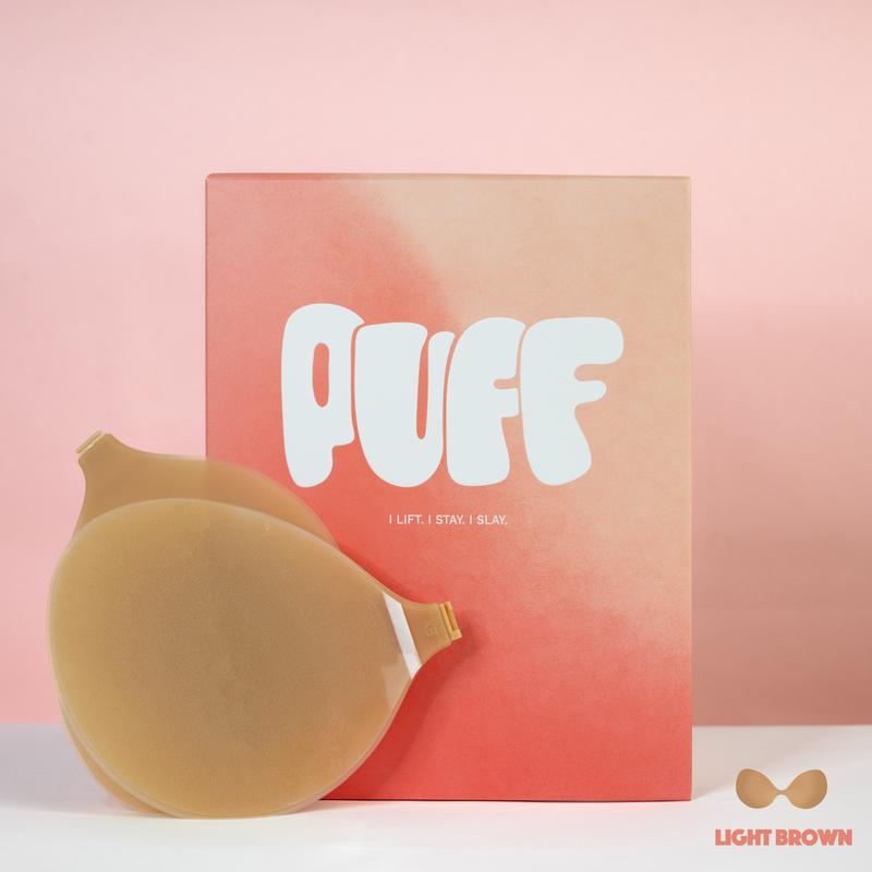Puff #1 Push-up Sticky Bra – Waterproof & Sweat-proof, Portable, Reusable, Washable, Essential for Travel Women's Wear with Storage Board & Replaceable Adhesive Pads