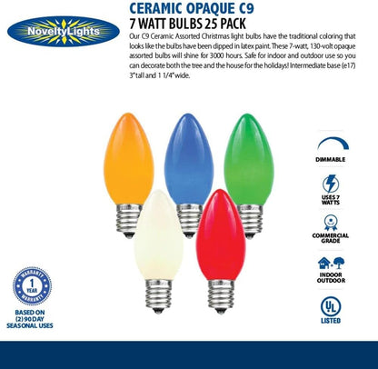 Novelty Lights Blue C9 LED RetroGlo Christmas Replacement Bulbs 25 Pack