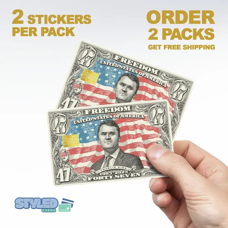 Charlie kirk debit card stickers