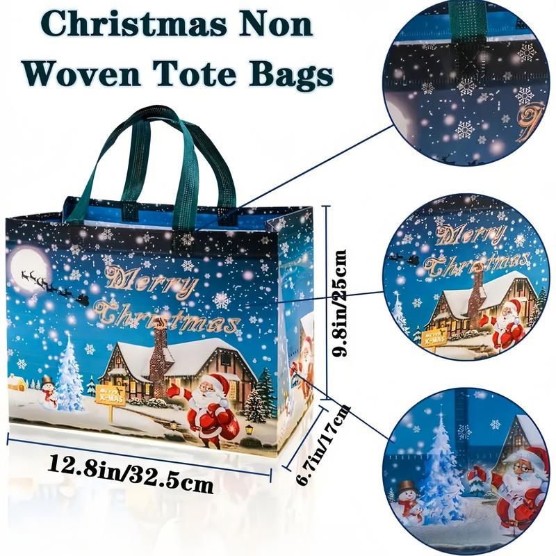 16/32Pcs Christmas Bags 16 Festive Styles Reusable Holiday Tote Bags for Gifts Party Favors Premium Non-Woven Fabric Versatile Christmas Decorations Wedding Souvenirs Large Capacity Festive Designs