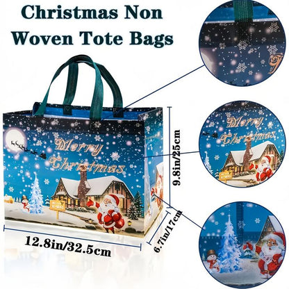 16/32Pcs Christmas Bags 16 Festive Styles Reusable Holiday Tote Bags for Gifts Party Favors Premium Non-Woven Fabric Versatile Christmas Decorations Wedding Souvenirs Large Capacity Festive Designs