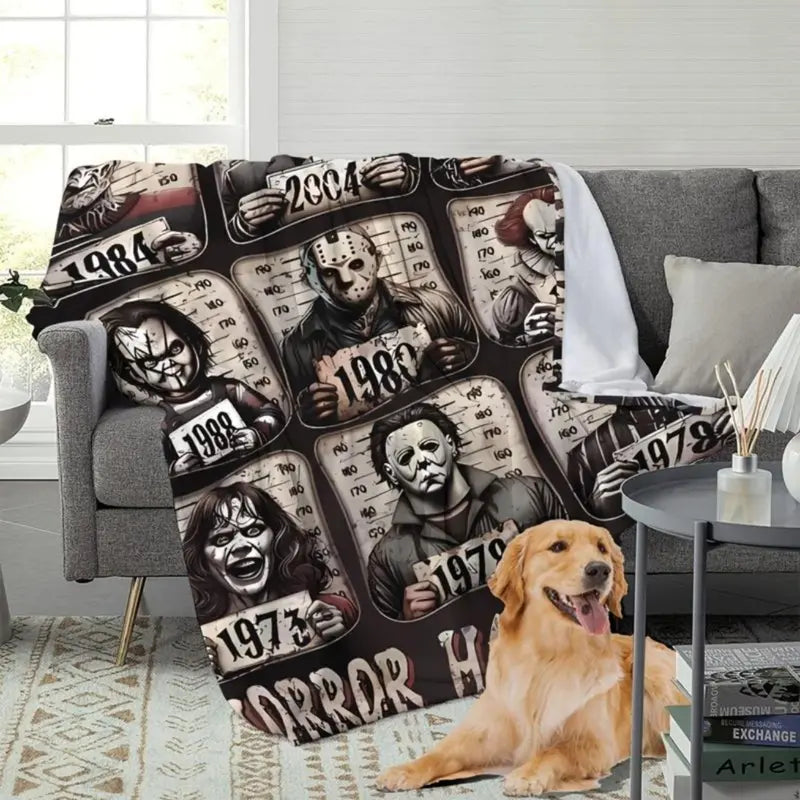 Soft Funny Throw Blanket Horror Icons Flannel Fleece