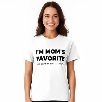 Cotton Funny Moms Favorite Son Daughter I'm Mom's Favorite T-Shirt Golf Gift for Men and Women Summer Wear