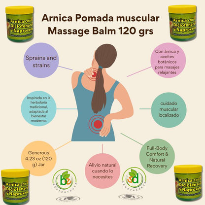 Arnica Gel(Massage Balm)–4.23 oz(120 g)Full-Body Muscle Support Herbal Pomada Muscular for Massage & Recovery Formula Mejorada – Soothing Natural Care