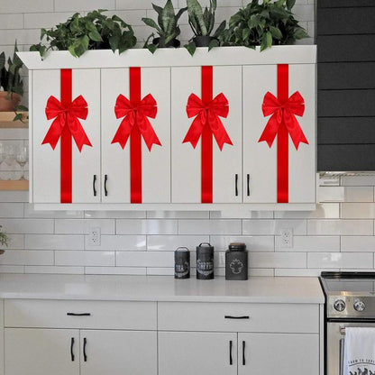 Red Christmas Cabinet Ribbons Bows Large Red Bow Christmas Door Kitchen Cabinet Ribbon Bows Locker for Xmas Holidays Party Decorations Supplies
