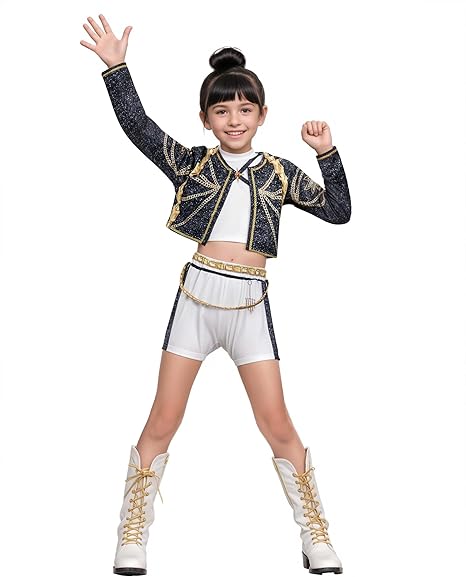 Halloween Demon Costumes Pop Singer Embroidery Coat Top Shorts Costume Dance Stage Outfit Set