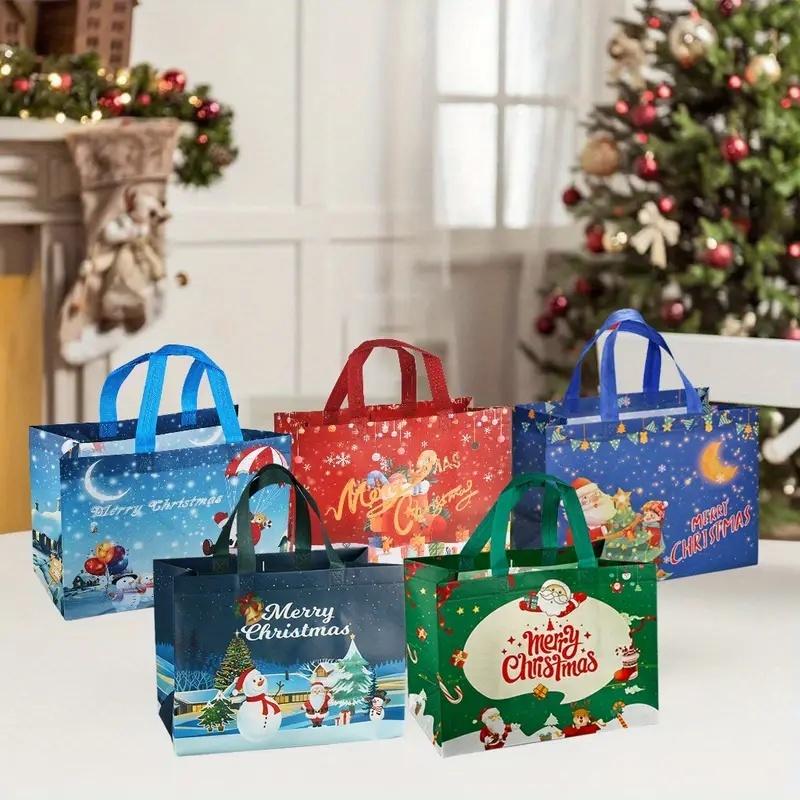 16/32Pcs Christmas Bags 16 Festive Styles Reusable Holiday Tote Bags for Gifts Party Favors Premium Non-Woven Fabric Versatile Christmas Decorations Wedding Souvenirs Large Capacity Festive Designs