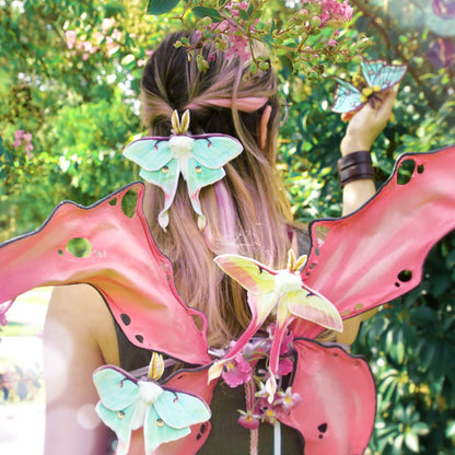 Handmade realistic Green Luna Moth hair clip accessory or brooch