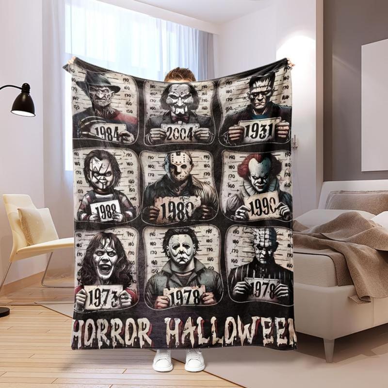 Soft Funny Throw Blanket Horror Icons Flannel Fleece