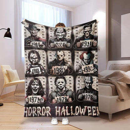 Soft Funny Throw Blanket Horror Icons Flannel Fleece