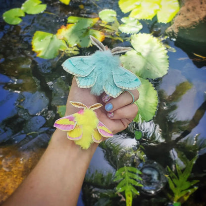 Handmade realistic Green Luna Moth hair clip accessory or brooch