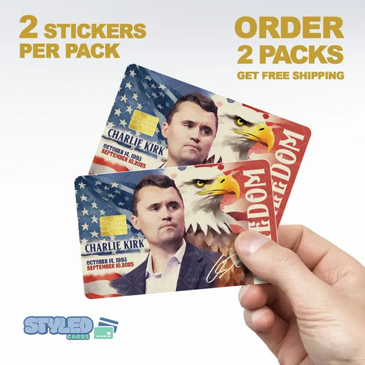 Charlie kirk debit card stickers