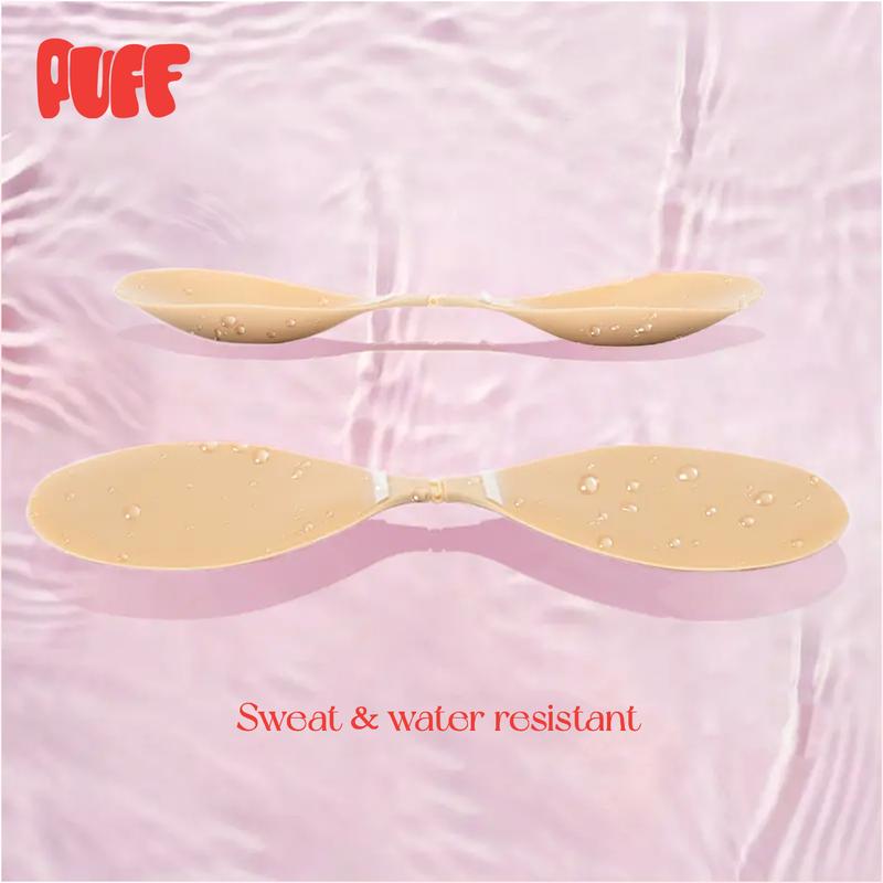 Puff #1 Push-up Sticky Bra – Waterproof & Sweat-proof, Portable, Reusable, Washable, Essential for Travel Women's Wear with Storage Board & Replaceable Adhesive Pads