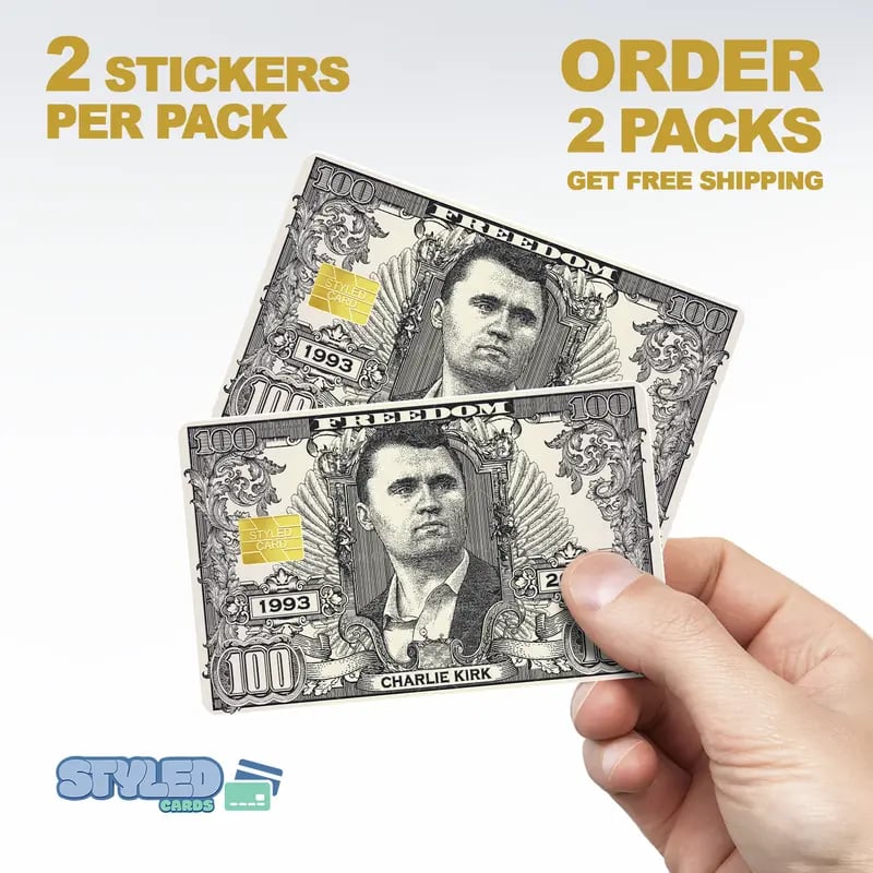 Charlie kirk debit card stickers