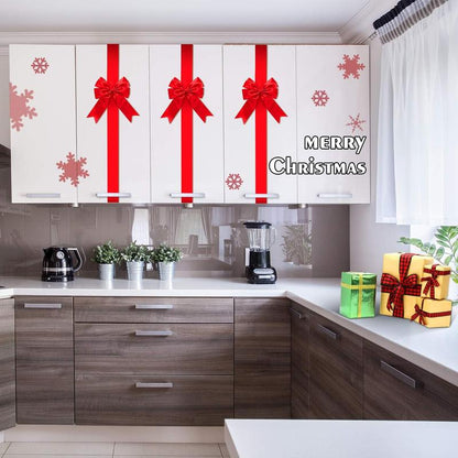 Red Christmas Cabinet Ribbons Bows Large Red Bow Christmas Door Kitchen Cabinet Ribbon Bows Locker for Xmas Holidays Party Decorations Supplies