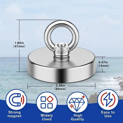 Fishing Magnet 350 LBS Pulling Force Heavy Duty Rare Earth Magnet