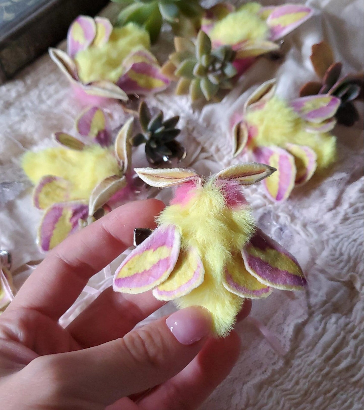 Handmade realistic Green Luna Moth hair clip accessory or brooch