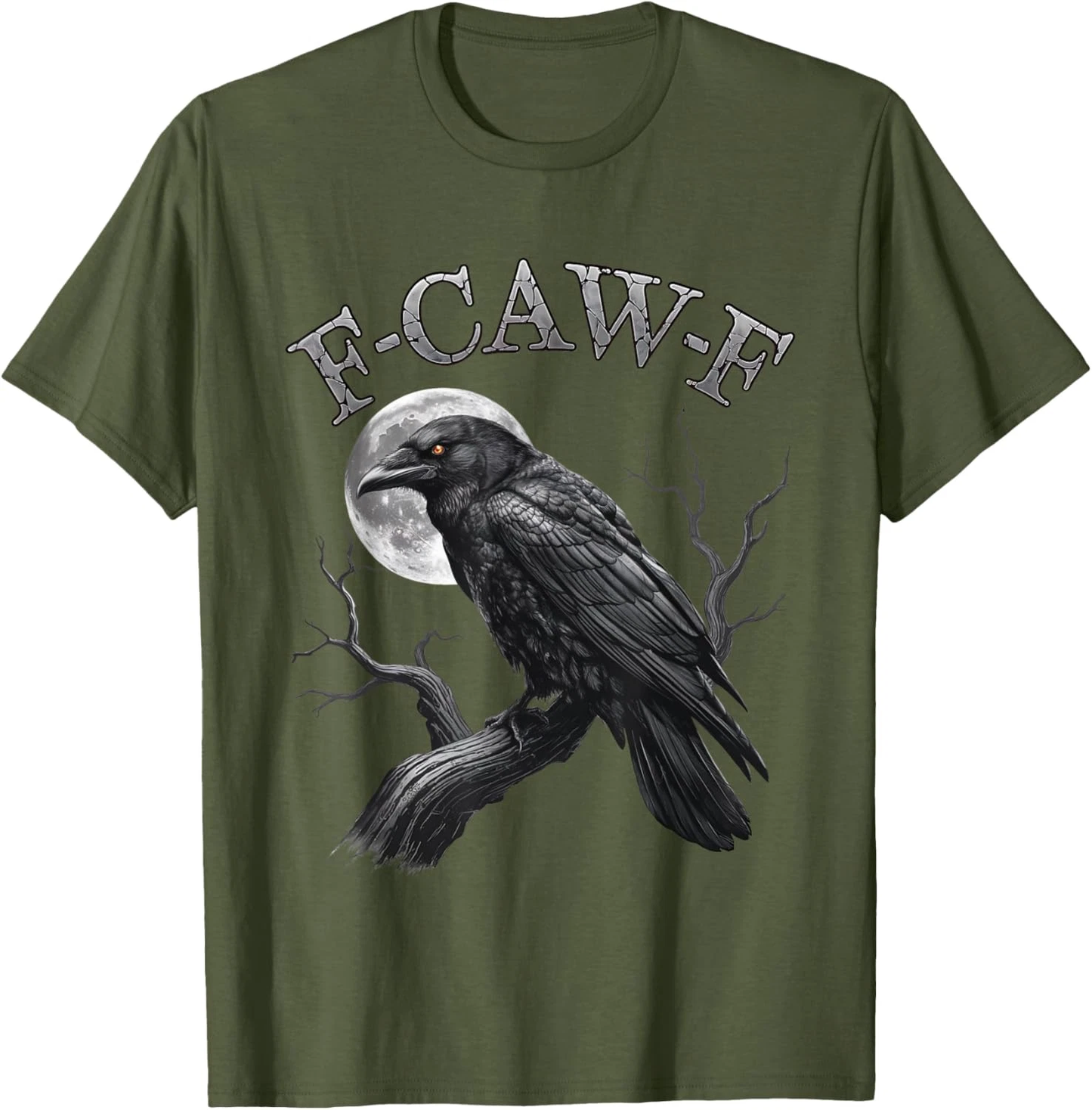 Black Crow F-Caw-F Black Bird Moon Gothic Adult Humor T-Shirt