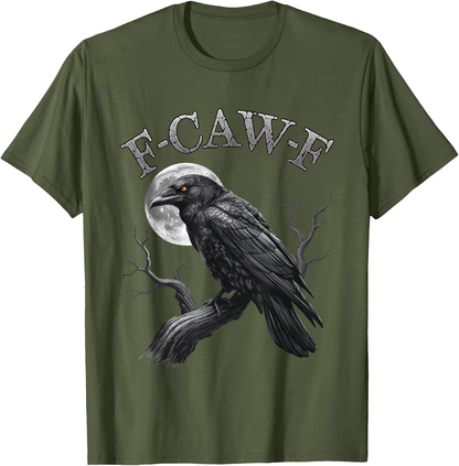 Black Crow F-Caw-F Black Bird Moon Gothic Adult Humor T-Shirt