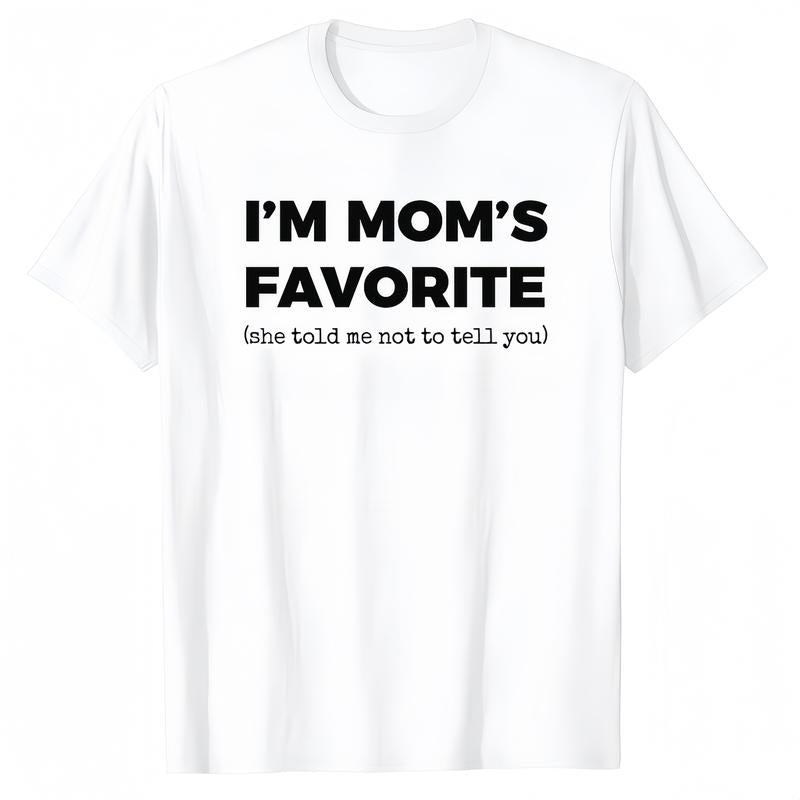 Cotton Funny Moms Favorite Son Daughter I'm Mom's Favorite T-Shirt Golf Gift for Men and Women Summer Wear