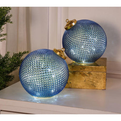 🎅Set of (2) 6" Diamond Glass Tabletop Ornaments by Valerie🔔🎁