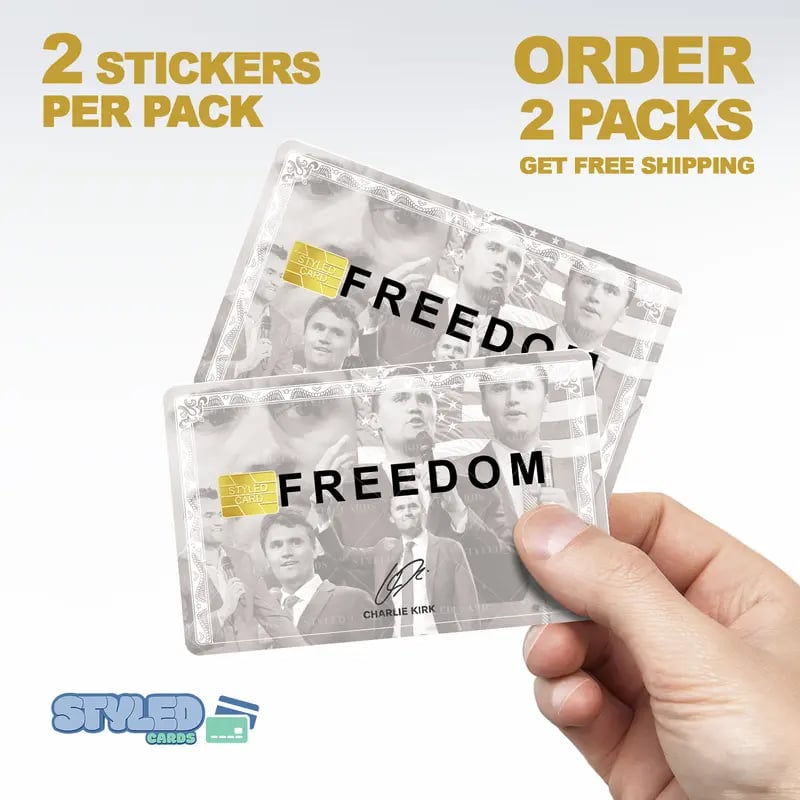 Charlie kirk debit card stickers