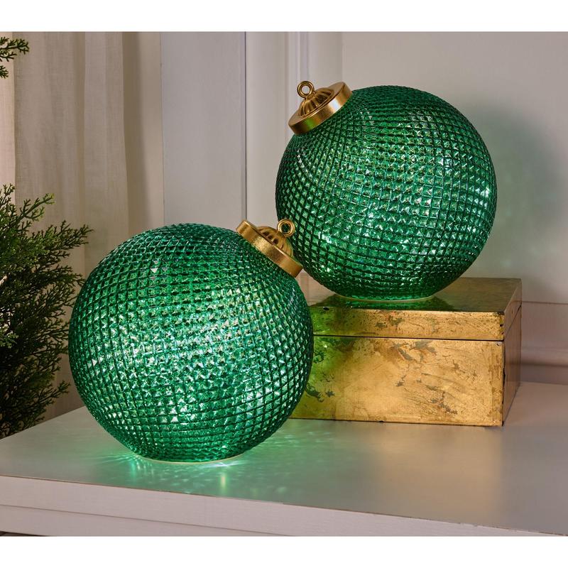 🎅Set of (2) 6" Diamond Glass Tabletop Ornaments by Valerie🔔🎁