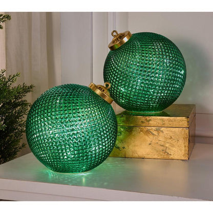 🎅Set of (2) 6" Diamond Glass Tabletop Ornaments by Valerie🔔🎁