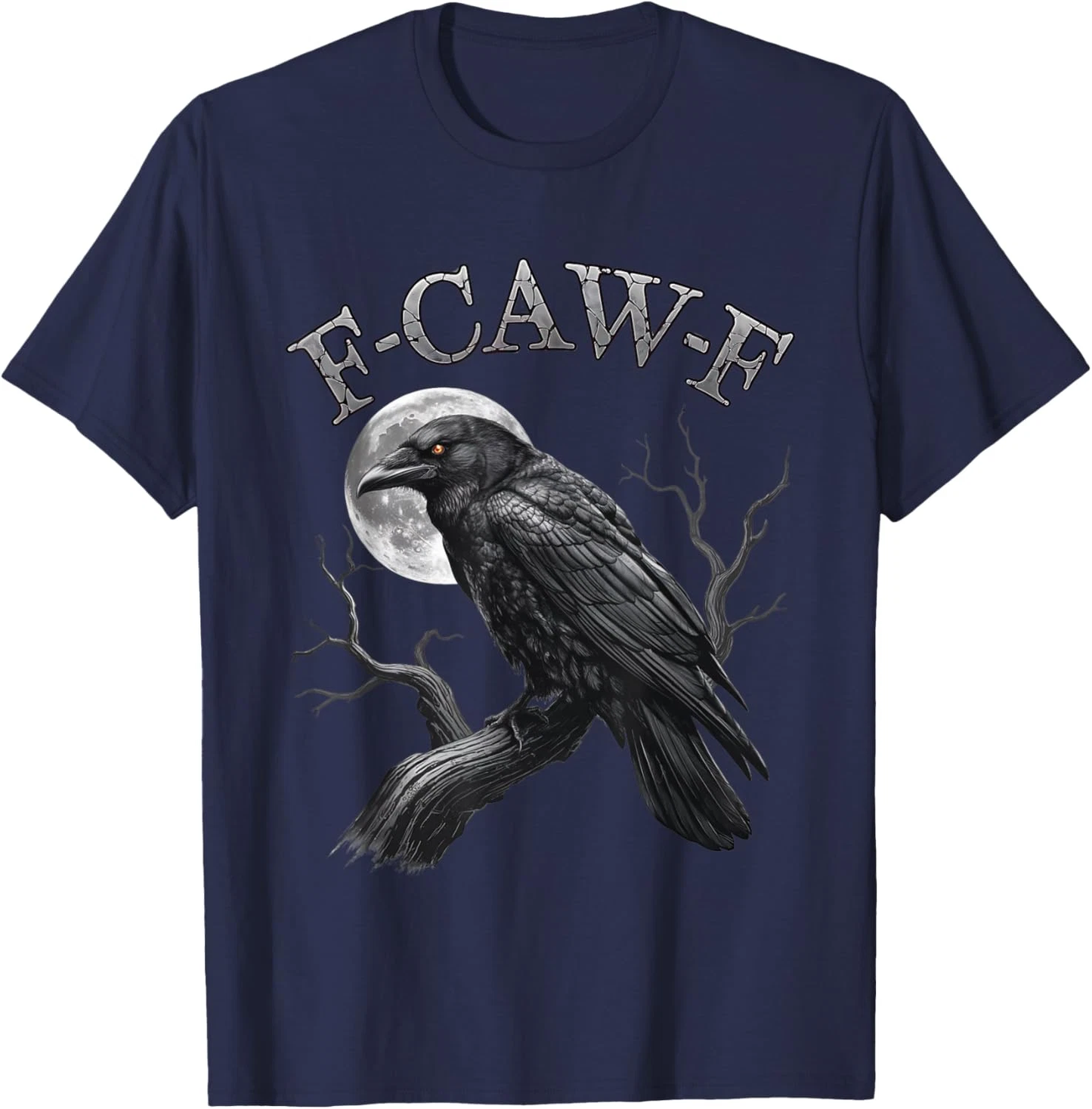 Black Crow F-Caw-F Black Bird Moon Gothic Adult Humor T-Shirt
