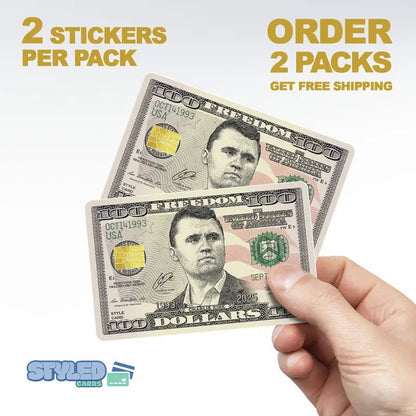 Charlie kirk debit card stickers