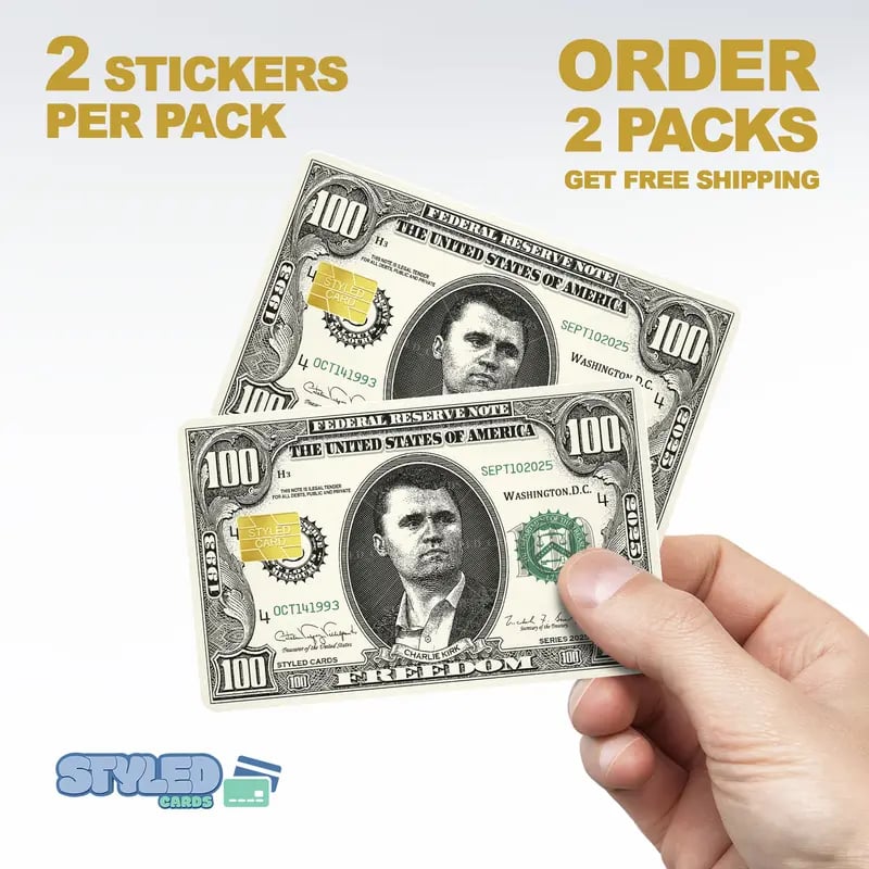Charlie kirk debit card stickers