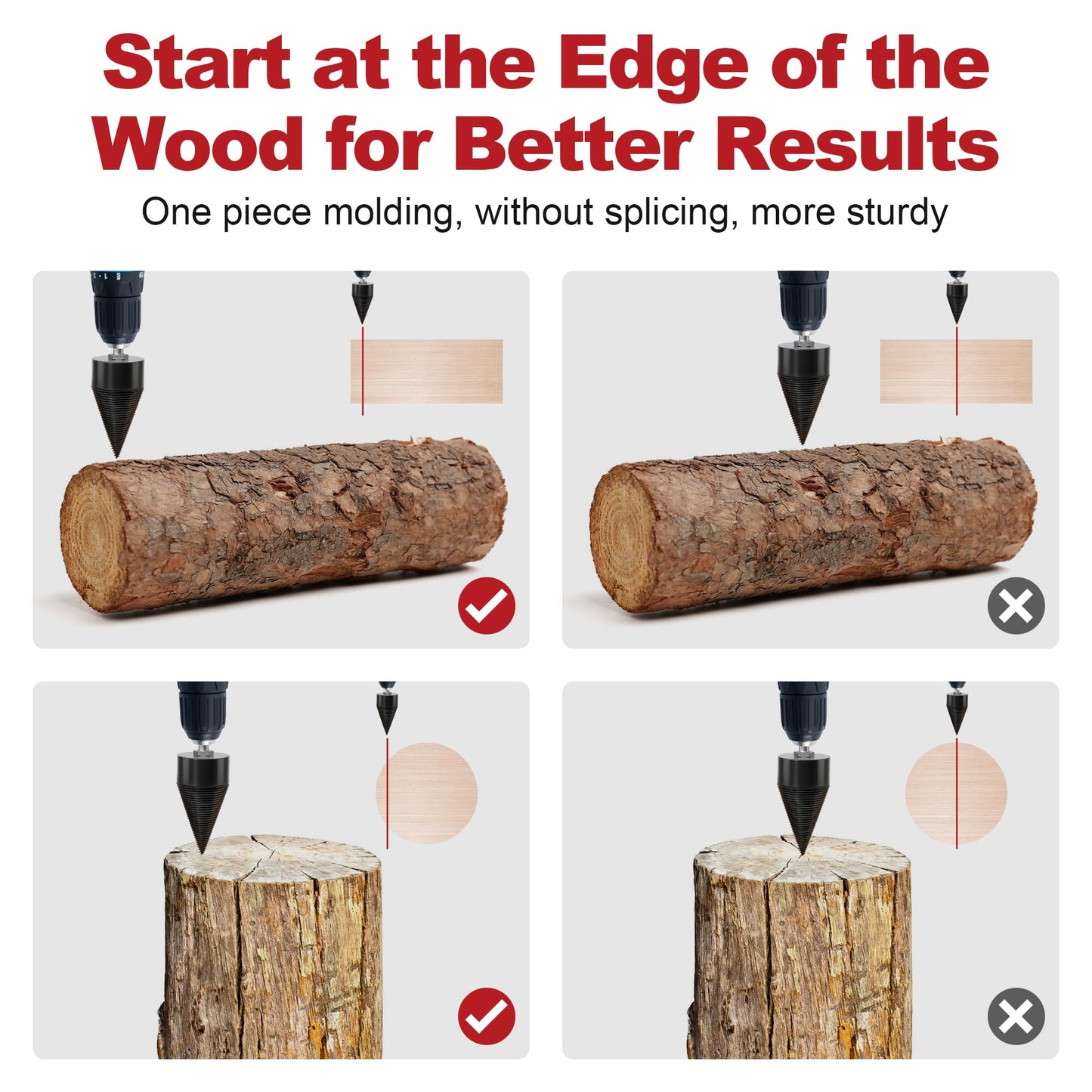 Heavy-Duty Wood Splitter Drill Bit Set