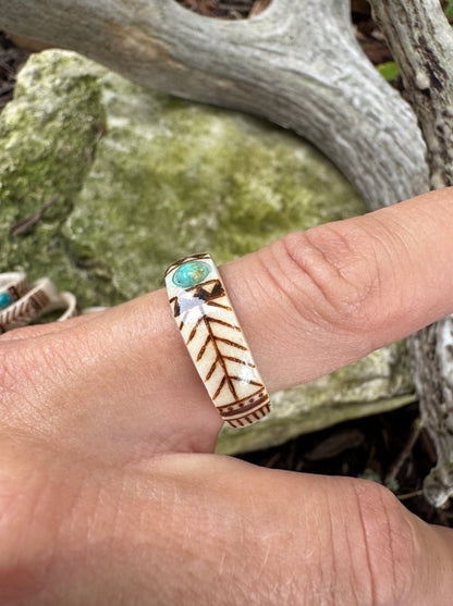 🔥🔥LAST DAY 49% OFF💍Hand Carved Antler Ring 🌏Made From Natural Shed Antlers