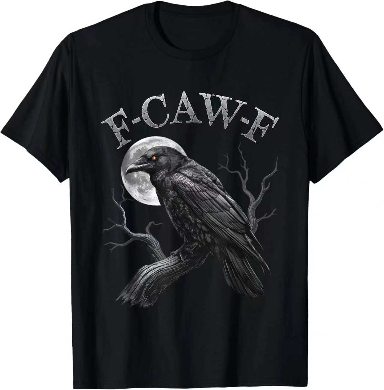 Black Crow F-Caw-F Black Bird Moon Gothic Adult Humor T-Shirt